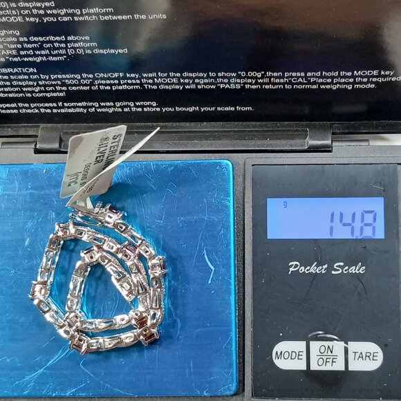 .925 Sterling Silver Garnet & Diamond Tennis Bracelet 7½" Dark Red NWT FMC - Picture 2 of 6